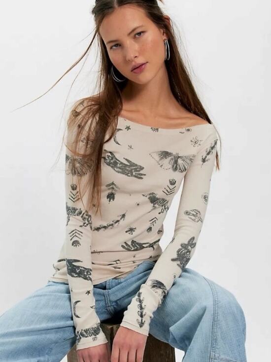 Free People Tops - Free People Celestial Witchy Ragabond Winter Folklore Long Sleeve Tee Large NWT